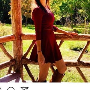 Maroon open back skater dress